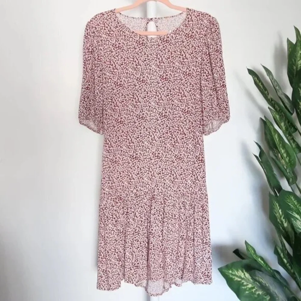 Free People Dancing in the Dark Mini Dress Red Burgundy Floral Boho Open Back S - Picture 11 of 15